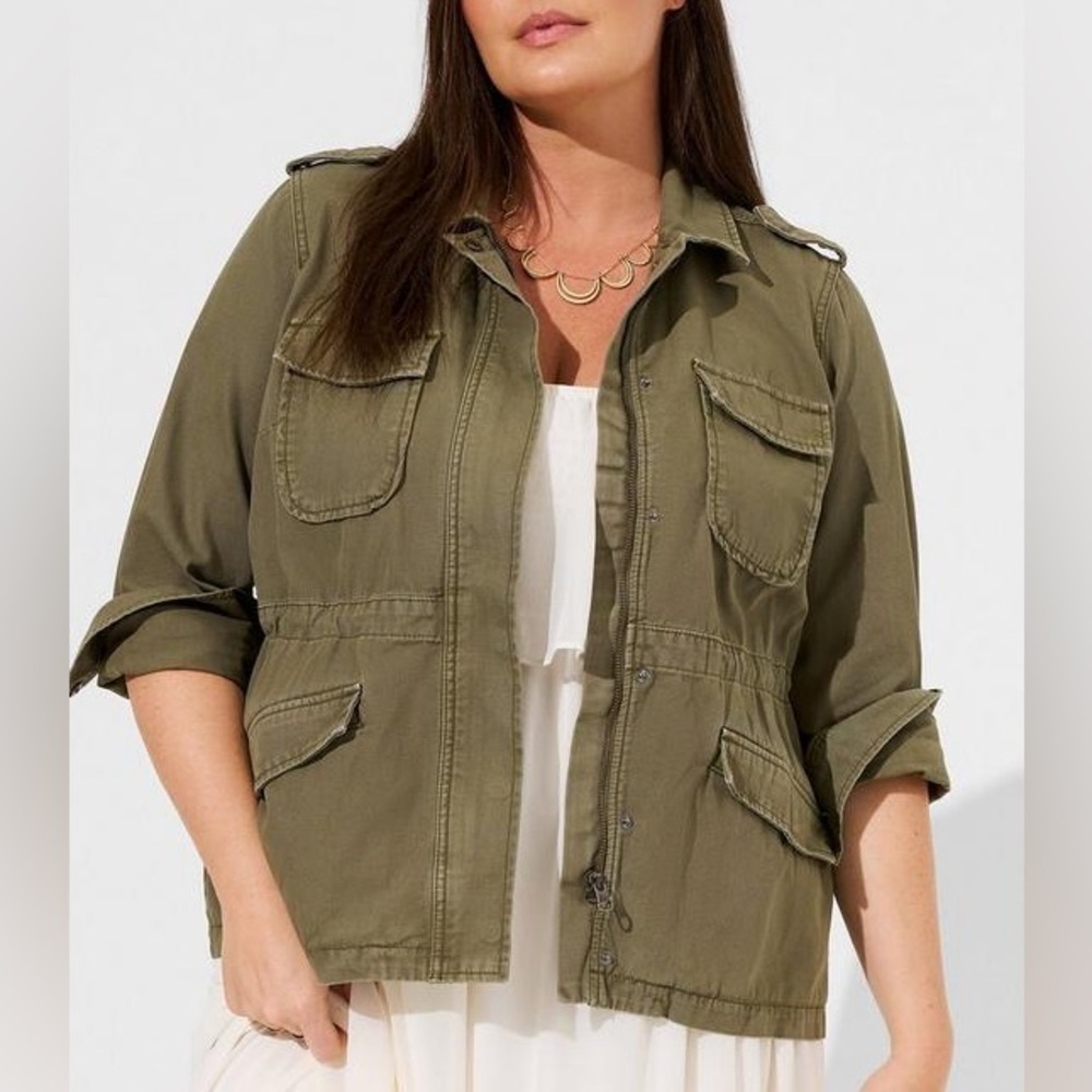 Torrid Light Weight Canvas Anorak Jacket Dusty Olive